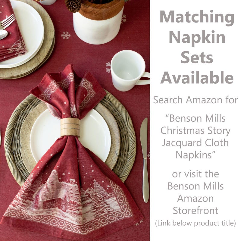 Benson Mills Engineered Jacquard Heavyweight Fabric Table Cloth, Holiday, Winter, and Christmas Tablecloth (Christmas Story, 70" Round) - Image 2